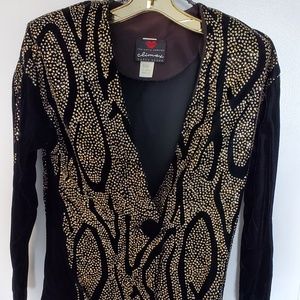 Karen Okada Formal Black Velvet Sequined Jacket
